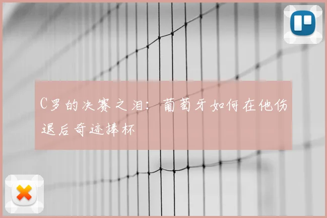 C罗的决赛之泪:葡萄牙如何在他伤退后奇迹捧杯
